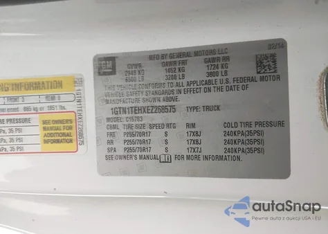 2014 GMC Sierra 1500 z USA, uszkodzony, nr VIN 1GTN1TEHXEZ268575